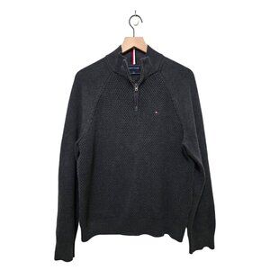 Tommy Hilfiger Flag Logo Quarter-Zip Sweater Sz M